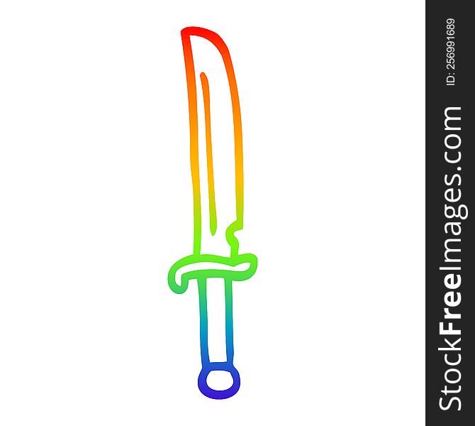 Rainbow Gradient Line Drawing Cartoon Knife