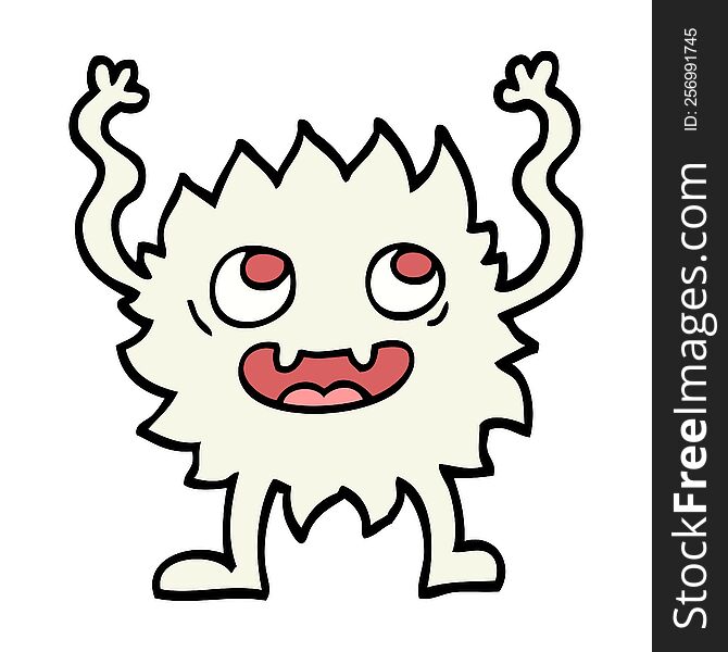 Hand Drawn Doodle Style Cartoon Funny Furry Monster