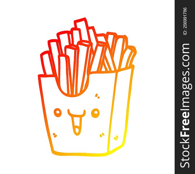 Warm Gradient Line Drawing Cute Cartoon Box Of Fries