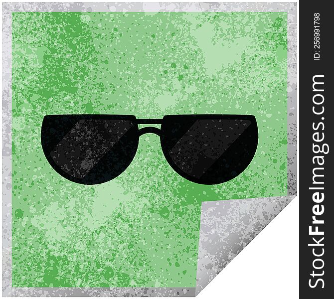 sunglasses graphic vector illustration square sticker. sunglasses graphic vector illustration square sticker