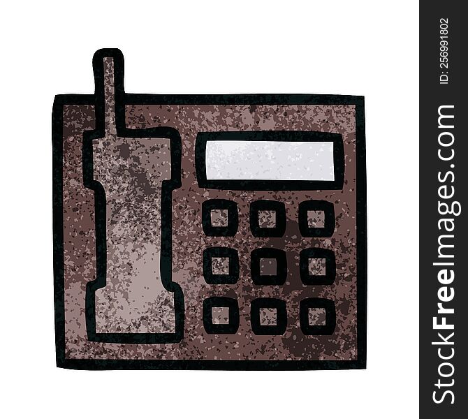 retro grunge texture cartoon of a office telephone