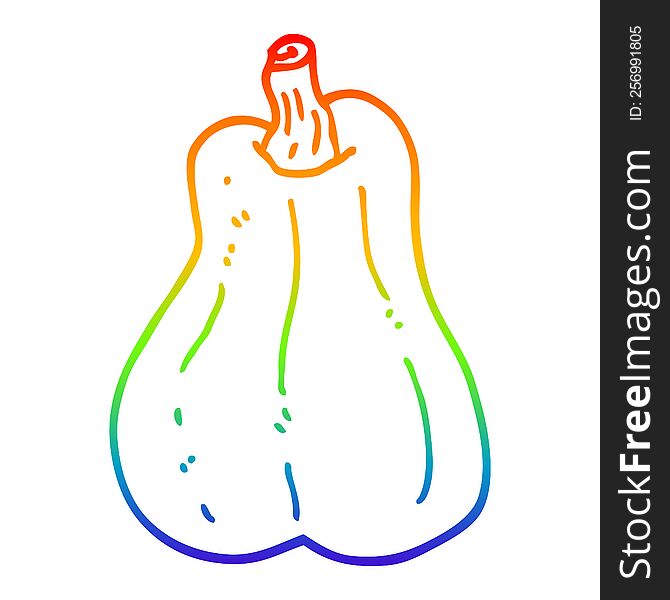 rainbow gradient line drawing of a cartoon butternut squash