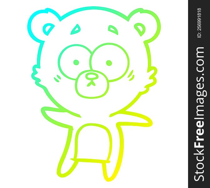 Cold Gradient Line Drawing Anxious Bear Cartoon