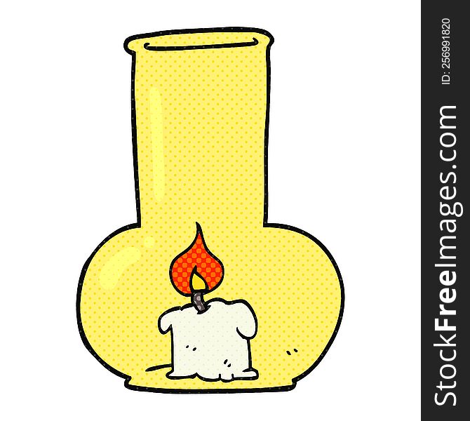 Cartoon Old Glass Lamp And Candle