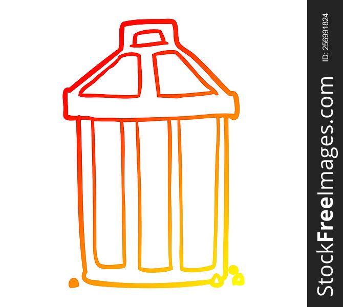 warm gradient line drawing of a old metal garbage can