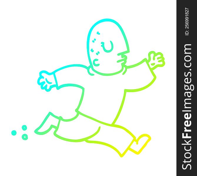 Cold Gradient Line Drawing Cartoon Man Running