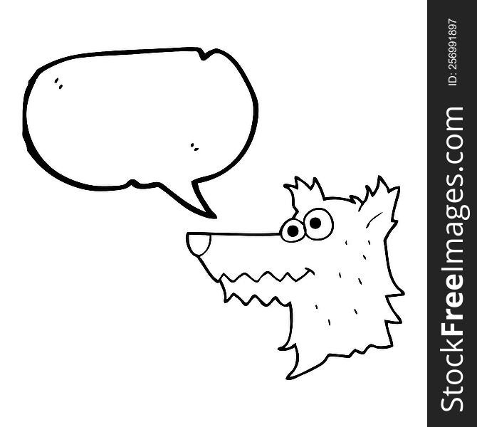 freehand drawn speech bubble cartoon wolf head