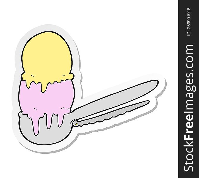 sticker of a cartoon scoop of ice cream