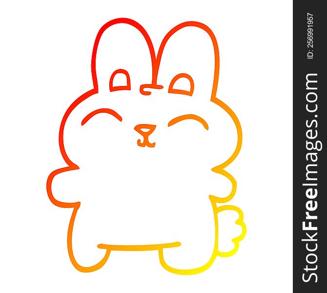 Warm Gradient Line Drawing Happy Cartoon Rabbit
