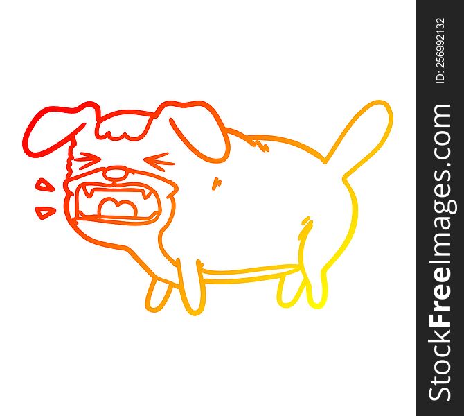 warm gradient line drawing of a cartoon dog barking