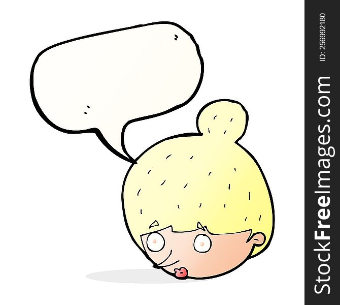 Cartoon Surprised Woman S Face With Speech Bubble