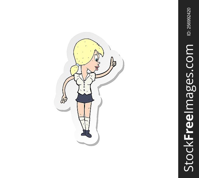Sticker Of A Cartoon Girl With Idea