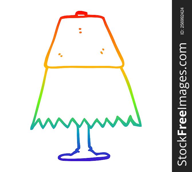 rainbow gradient line drawing of a cartoon table lamp