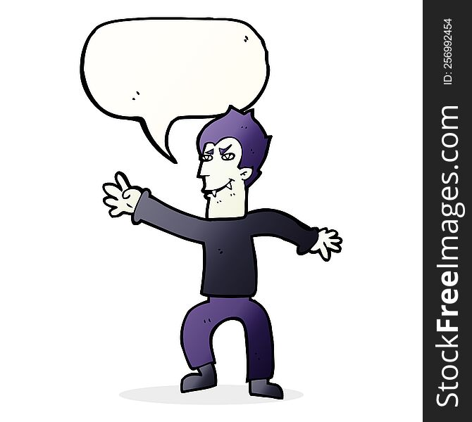 Cartoon Vampire Man With Speech Bubble