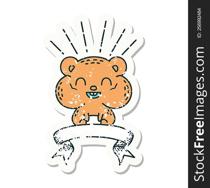 Grunge Sticker Of Tattoo Style Happy Hamster