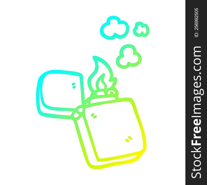 cold gradient line drawing of a cartoon old lighter