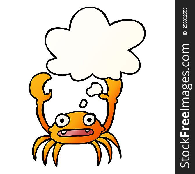 Cartoon Crab And Thought Bubble In Smooth Gradient Style