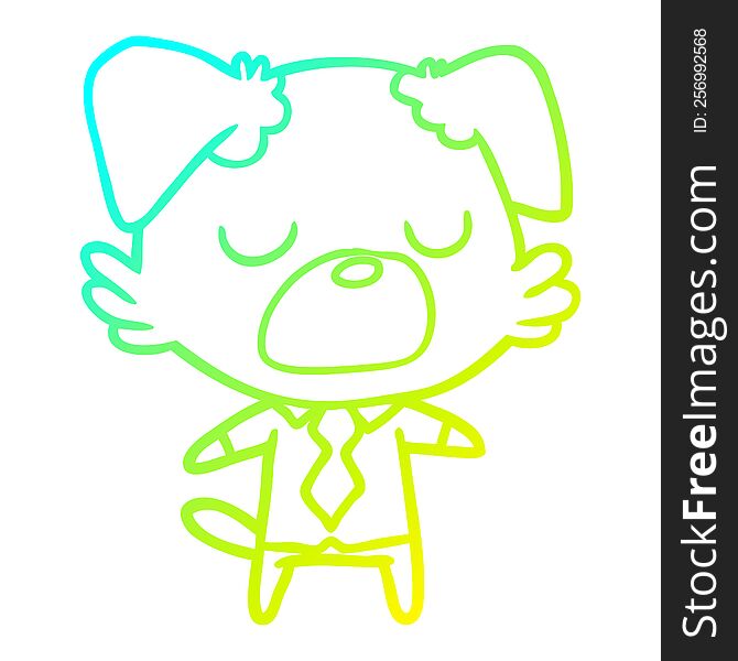 cold gradient line drawing of a cartoon dog manager