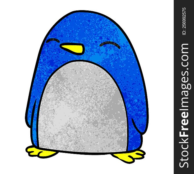hand drawn textured cartoon doodle of a cute penguin