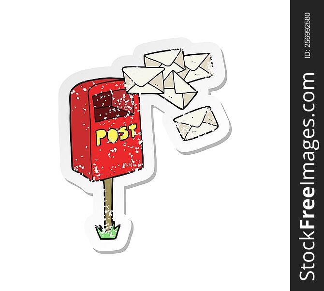 retro distressed sticker of a cartoon post box