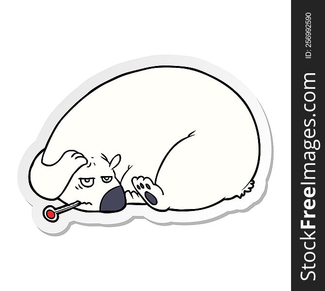 distressed sticker of a ill polar bear cartoon