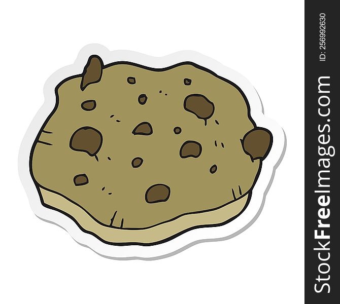 sticker of a cartoon chocolate chip cookie