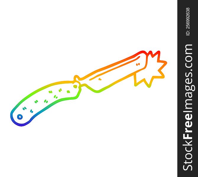 rainbow gradient line drawing of a cartoon sharp razor