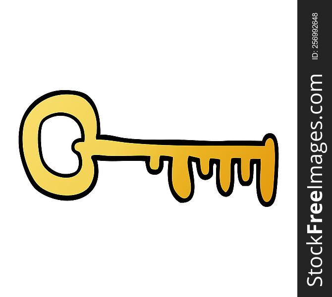 cartoon doodle gold key