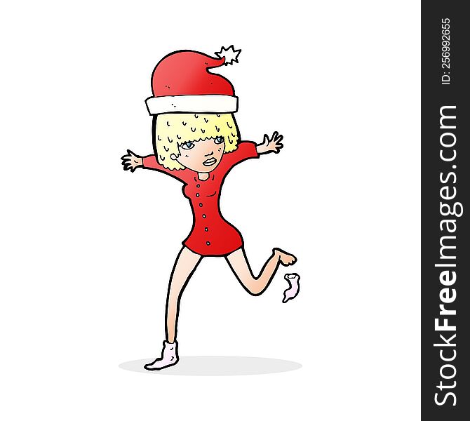 Cartoon Woman Excited For Christmas