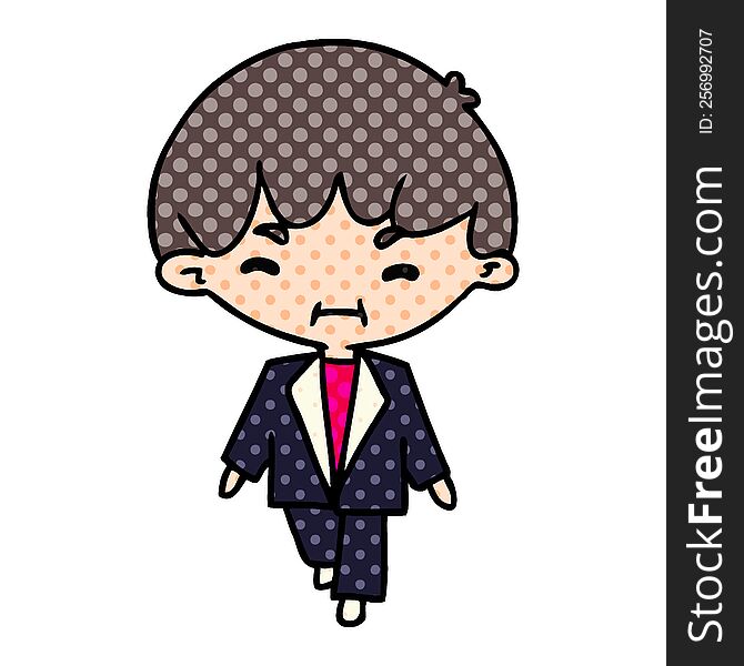 cartoon illustration kawaii cute man in suit. cartoon illustration kawaii cute man in suit
