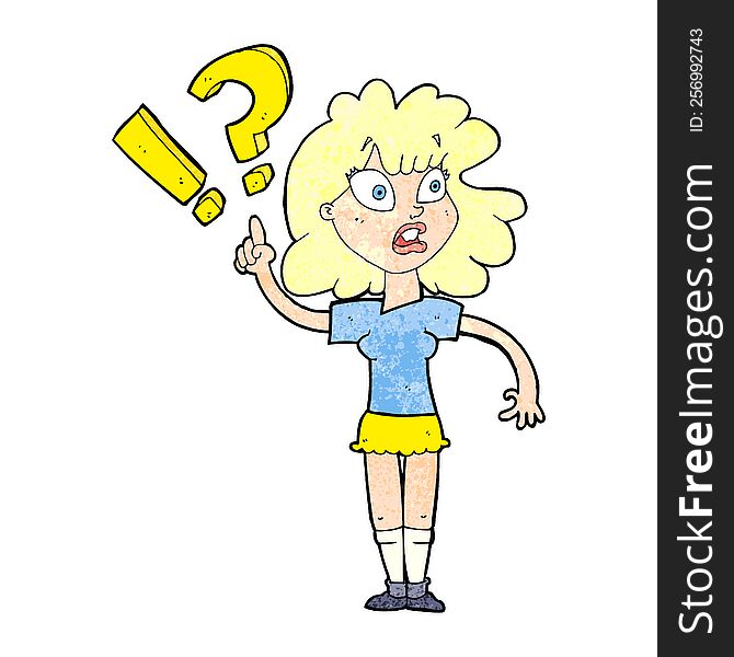 cartoon woman with question