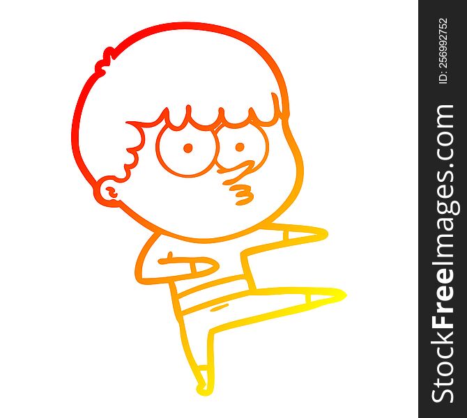 Warm Gradient Line Drawing Cartoon Curious Boy Dancing