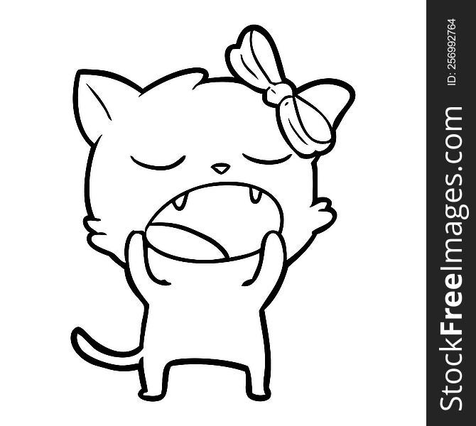 cartoon yawning cat. cartoon yawning cat