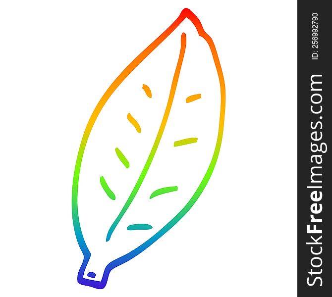 Rainbow Gradient Line Drawing Cartoon Leaf