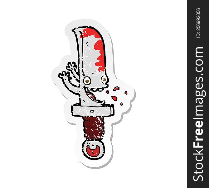 retro distressed sticker of a crazy knife cartoon character