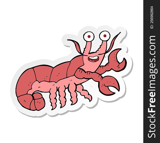 sticker of a cartoon lobster