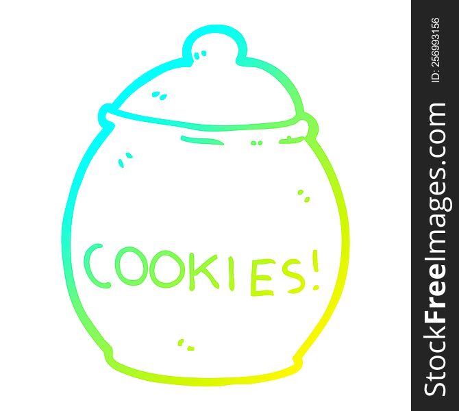 Cold Gradient Line Drawing Cartoon Cookie Jar