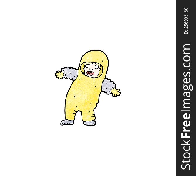 cartoon man in protective suit