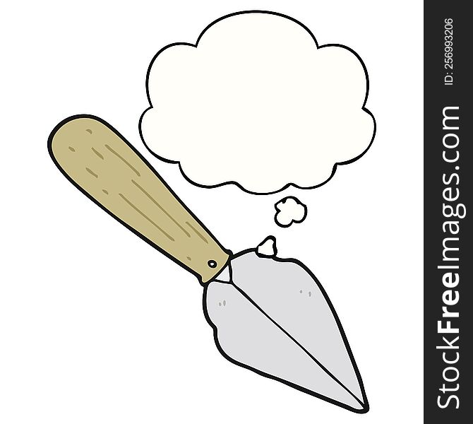 cartoon garden trowel with thought bubble. cartoon garden trowel with thought bubble