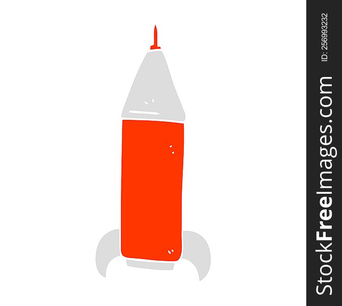 Flat Color Illustration Of A Cartoon Space Rocket