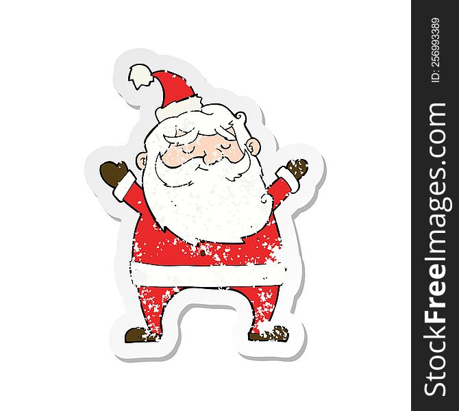 Retro Distressed Sticker Of A Jolly Santa Cartoon