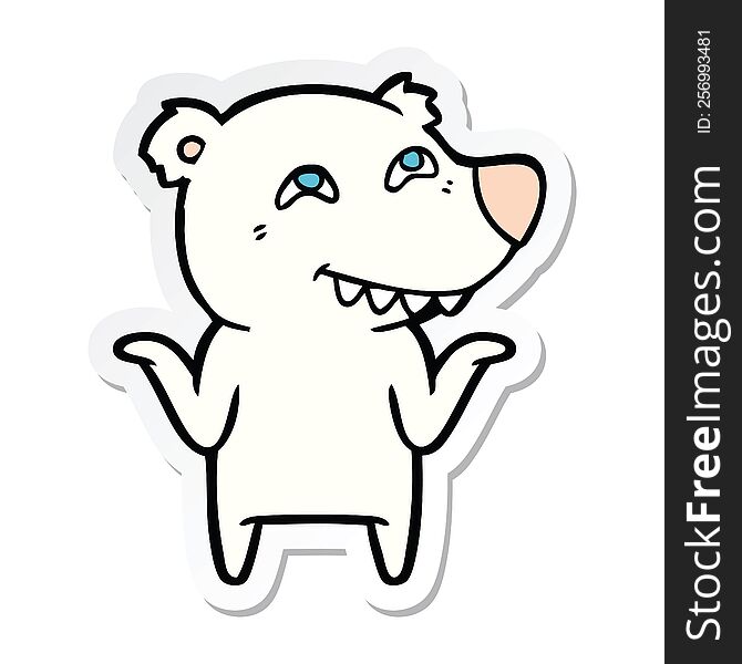 sticker of a cartoon polar bear showing teeth