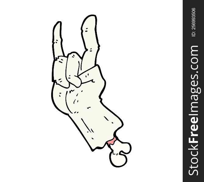 cartoon zombie hand making rock symbol