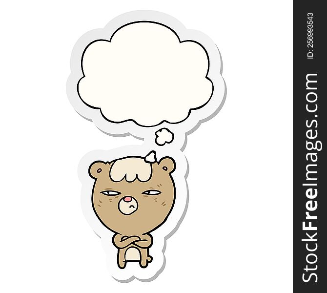 Cartoon Angry Bear And Thought Bubble As A Printed Sticker