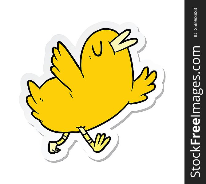 sticker of a cartoon happy bird