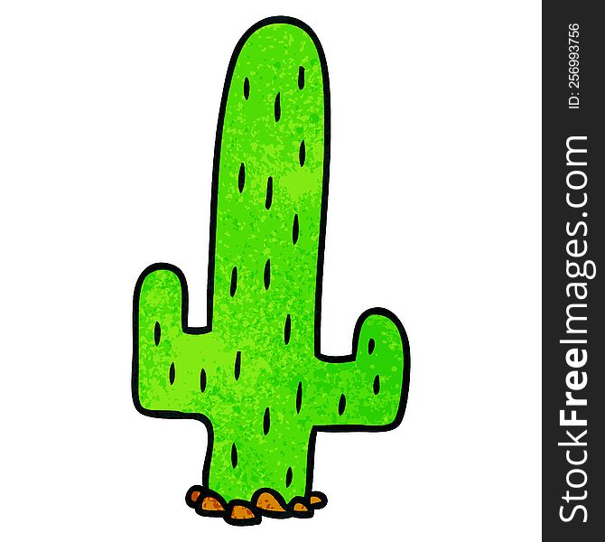 Textured Cartoon Doodle Of A Cactus