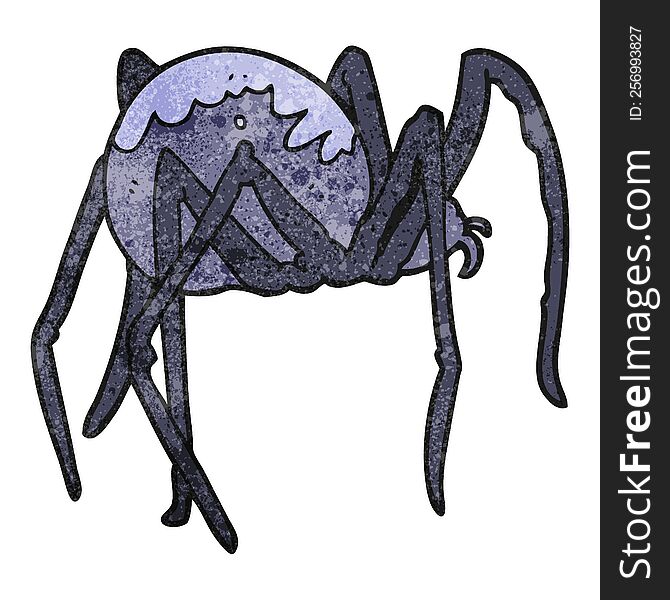 freehand textured cartoon creepy spider