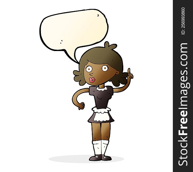 Cartoon Surprised Maid With Speech Bubble