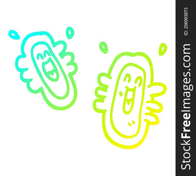 Cold Gradient Line Drawing Cartoon Happy Germs