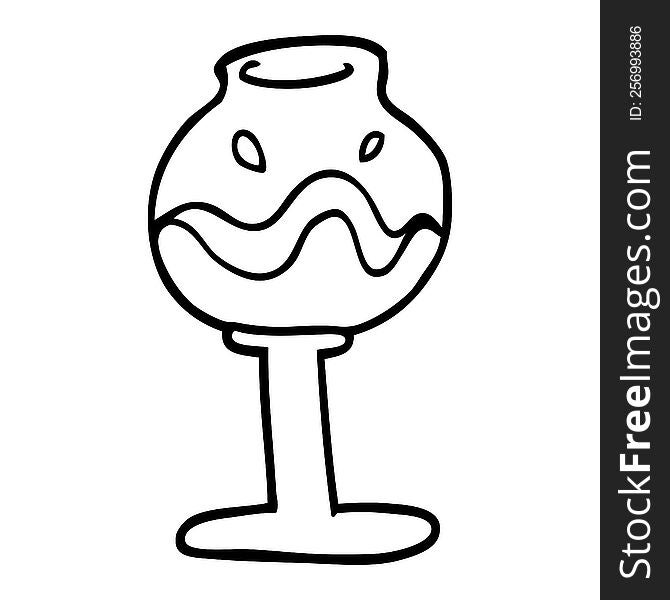 Black And White Cartoon Glass Of Wine